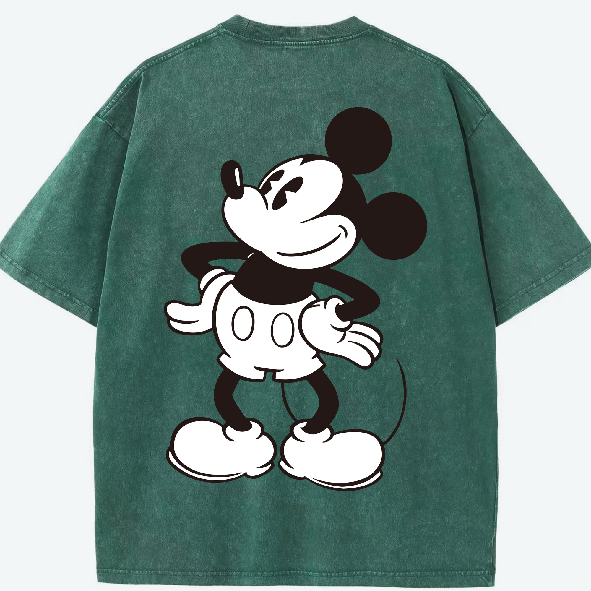 （画像用） ミッキーマウス Mickey Mouse 綿100% ヴィンテージ風 半袖Tシャツ（背面プリント）
